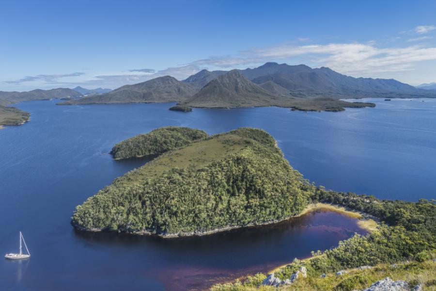 Helsal IV from Balmoral Hill, Bathurst Narrows, Port Davey, South West Tasmania